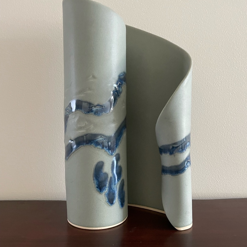 Hilborn Canadá Pottery Blue & Gray Ceramic Art Vase